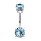Bauchnabelpiercing DOPPEL-ZIRKONIA 5/7mm Nabelpiercing Chirurgenstahl Bananabell Multicolor Stab 1,6/10mm