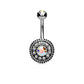 Bauchnabelpiercing 1,6mm 10mm Vintage Ornament Blume Juwel Nabelpiercing Edelstahl Chirurgenstahl Bananabell Zirkonia Opal