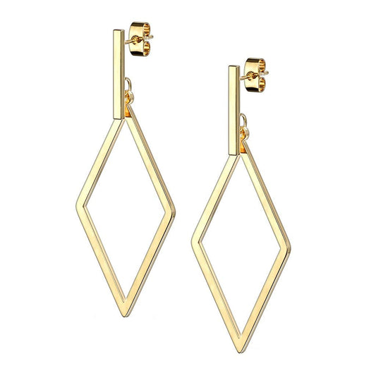 1 Paar Damen Ohrstecker Balken Anhänger Diamant-Design Ohrringe Chirurgenstahl Steckerverschluss Silber Gold