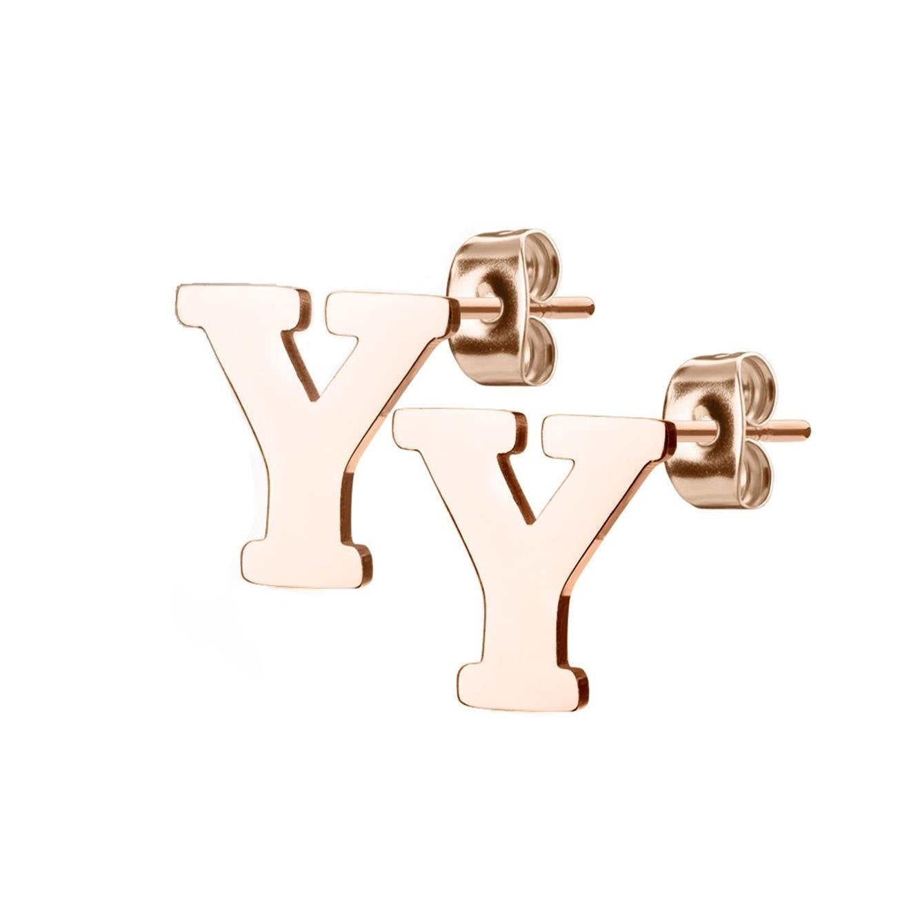 1 Paar Ohrstecker ALPHABET INITIALEN e Ohrringe Schmuck Set Edelstahl Silber Roségold
