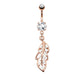Bauchnabelpiercing Funkelnder Blatt-Anhänger 21mm Nabelpiercing Chirurgenstahl Bananabell Gold Silber Roségold Stab 1,6/10mm