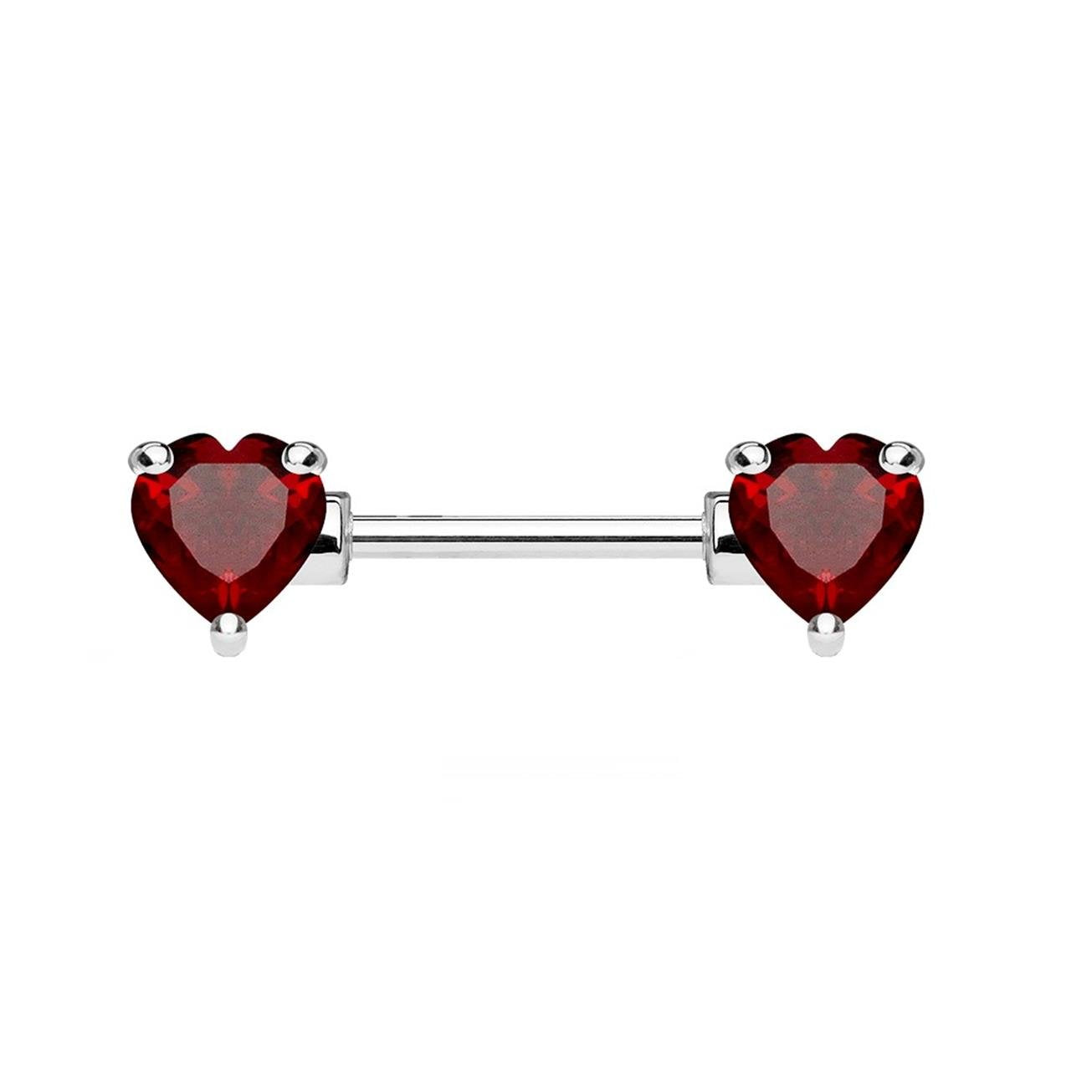 Brustwarzenpiercing ZIRKONIA Herzen Brustpiercing Intimpiercing CHIRURGENSTAHL Silber Gold Roségold Stab 1,6mm 12/16mm