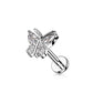 Knorpel Ohrstecker Schmetterling Silber Gold Roségold 4 Zirkonia Clear Piercings Chirurgenstahl Schraubverschluss Stab 6/8mm lang