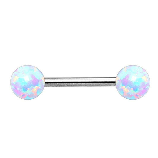 Brustwarzenpiercing 2 Opale Brustpiercing Nippelpiercing Chirurgenstahl Silber Blau Weiß Grün Pink Stab 1,6mm 14/16mm