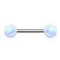 Brustwarzenpiercing 2 Opale Brustpiercing Nippelpiercing Chirurgenstahl Silber Blau Weiß Grün Pink Stab 1,6mm 14/16mm