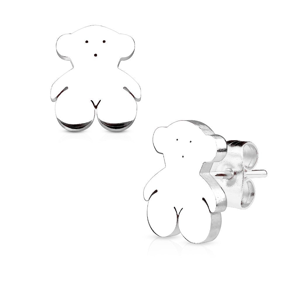 1 Paar Ohrringe Set Ohrstecker Edelstahl Chirurgenstahl Teddy Bär gold silber