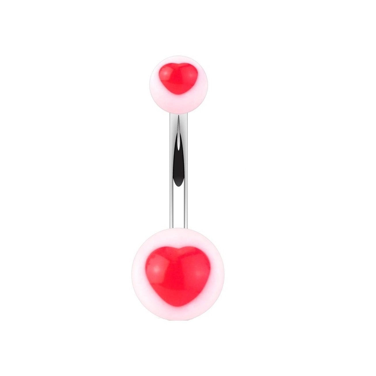 Bauchnabelpiercing UV Herz Nabelpiercing ACRYL-Kugeln Bananabell Edelstahl Stab-Dicke 1,6mm Stab-länge 10mm