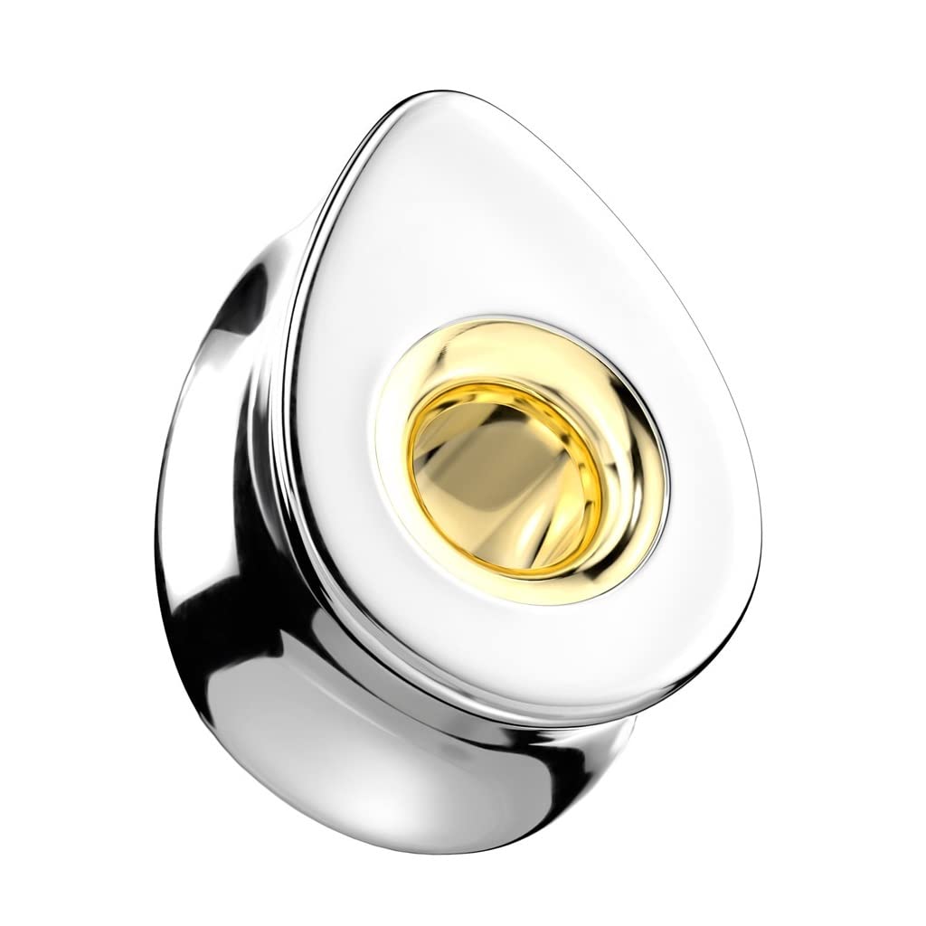 Ohrplug Tränen-Tropfen Silber Hohles Zentrum Gold Chirurgenstahl Ohrpiercing Ohrschmuck Tunnel Sattelverschluss 8-16mm