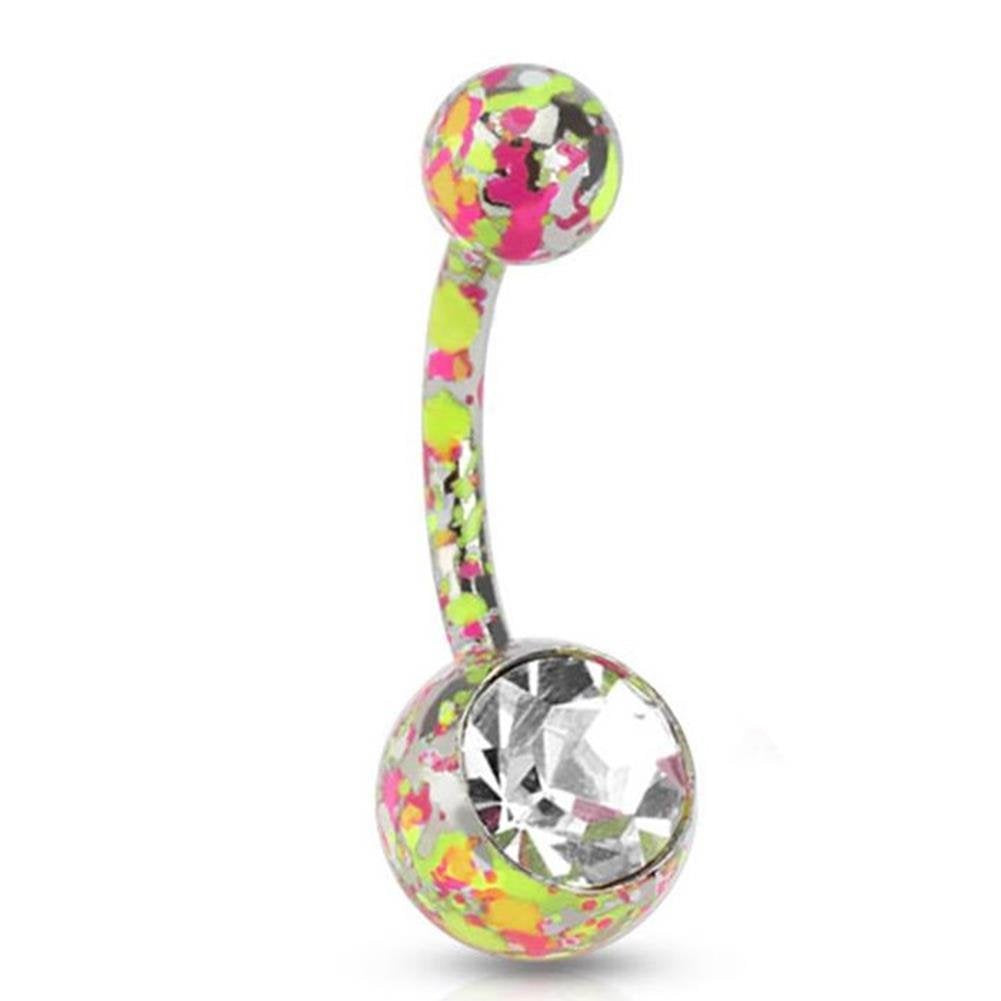 Bauchnabelpiercing 1,6mm 10mm Splatter Spritzer Grafitti Ball Nabelpiercing Edelstahl Chirurgenstahl Bananabell Zirkonia