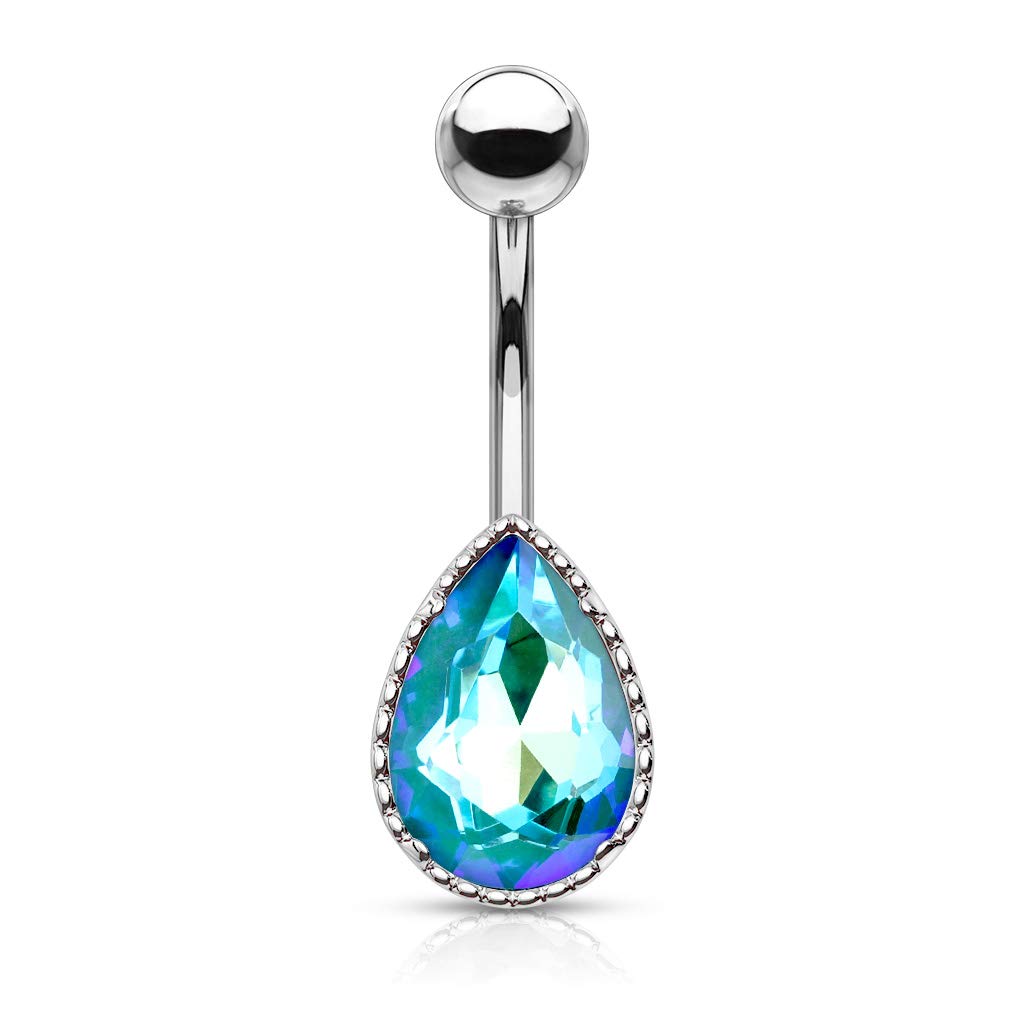Bauchnabelpiercing Regenbogen-Effekt Kristall Tropfen Nabelpiercing Chirurgenstahl Bananabell viele Farben Stab 1,6/10mm