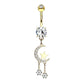 Bauchnabelpiercing Zirkonia Halb-Mond Sterne Anhänger Nabelpiercing Chirurgenstahl Bananabell Silber Gold Roségold Clear Stab 1,6/10mm