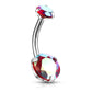 Bauchnabelpiercing 2 Regenbogen-Effekt Zirkonia Rund 8mm Nabelpiercing Chirurgenstahl Bananabell viele Farben Stab 1,6/10mm