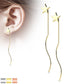 1 Paar Damen Ohrringe Durchzieher Stern Wellen-Anhänger Ohrringe Ohrstecker Chirurgenstahl Silber Gold Roségold