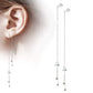 1 Paar Damen Durchzieher Ohrringe Doppel-Zirkonia Doppel-Kette Ohr-hänger e Ohrstecker Silber Clear