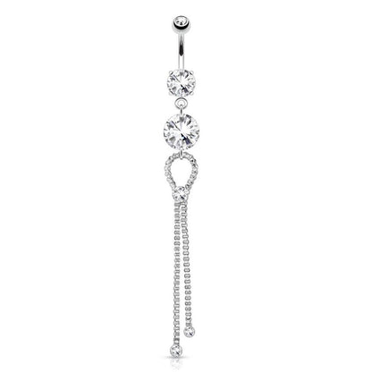 Bauchnabelpiercing ZIRKONIA Krawatte Anhänger 1,6mm 10mm Nabelpiercing Edelstahl Chirurgenstahl Bananabell Clear Pink