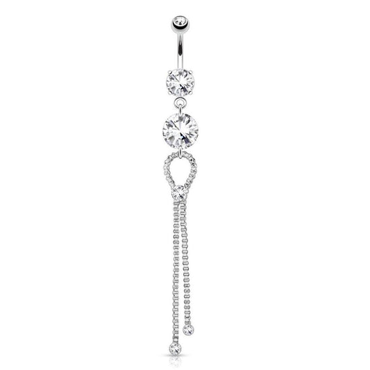 Bauchnabelpiercing ZIRKONIA Krawatte Anhänger 1,6mm 10mm Nabelpiercing Edelstahl Chirurgenstahl Bananabell Clear Pink