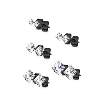 5 Paar Ohringe Eckiger Zirkonia 3mm 4mm 5mm 6mm 7mm Ohrringe Ohrstecker Chirurgenstahl Silber Gold Schwarz