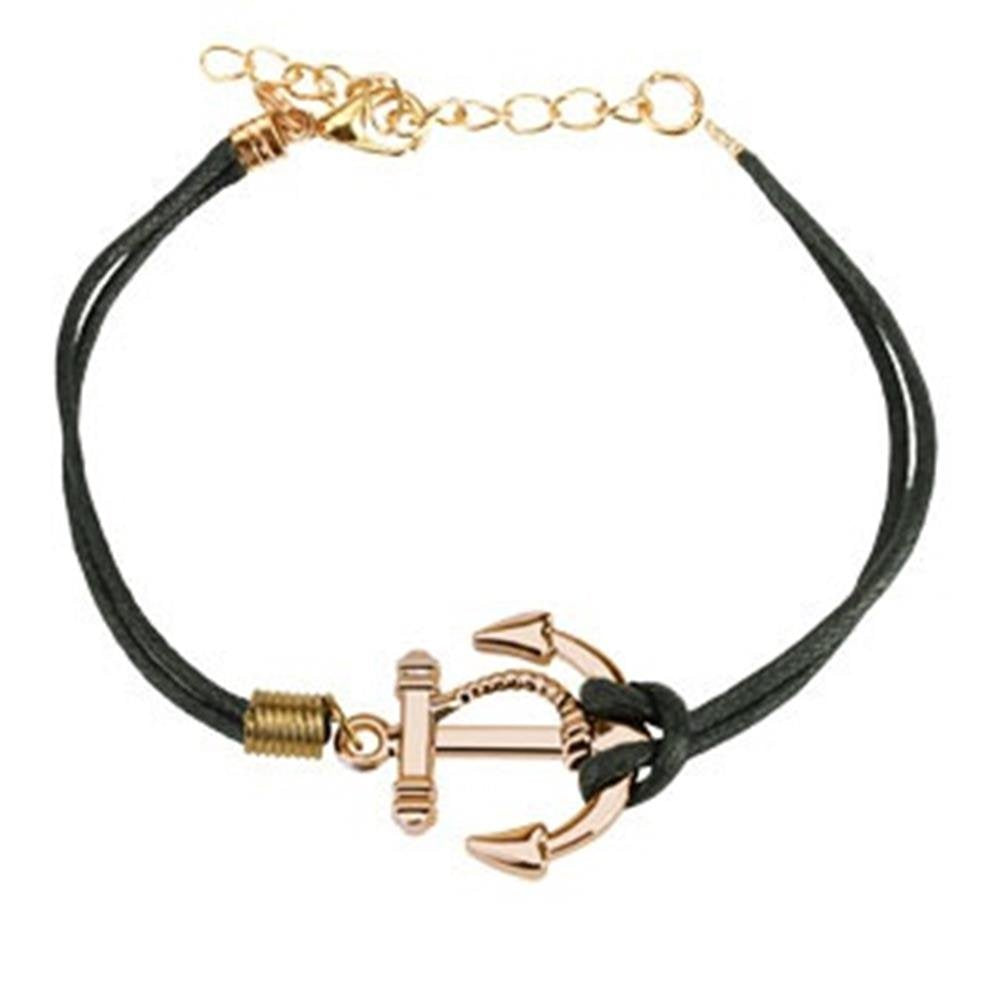 Wickelarmband Kleiner Anker Länge 240mm Breite 2,53mm verstellbar Karabinerverschluss Kunstleder Edelstahl Seil Maritim