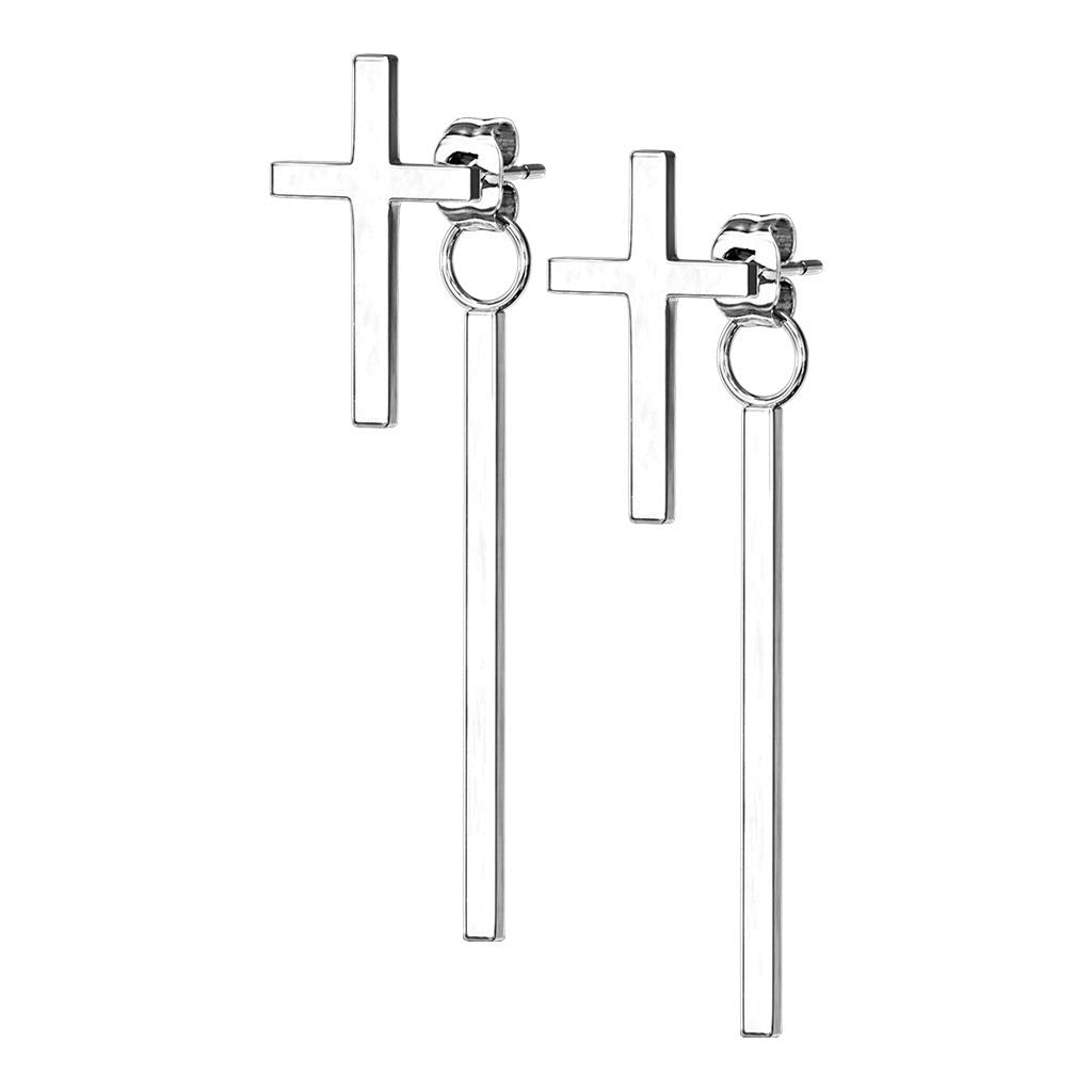 1 Paar Damen Ohrstecker Kreuz Anhänger Balken Ohrringe Chirurgenstahl Silber Gold Roségold