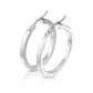 1 Paar Damen Ohrringe CREOLE 3mm breit Zirkonia-Rand Muster Ohrstecker Chirurgenstahl Gold Roségold Silber Clear 30mm