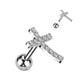 Knorpel Ohrstecker Kreuz Zirkonia Clear Silber Gold Piercings Chirurgenstahl Schraubverschluss Stab 6mm lang