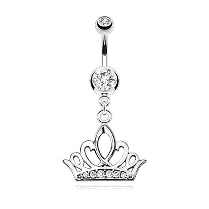 Bauchnabelpiercing Krone Anhänger 1,6mm 10mm Nabelpiercing Edelstahl Chirurgenstahl Bananabell Zirkonia Silber Pink Clear