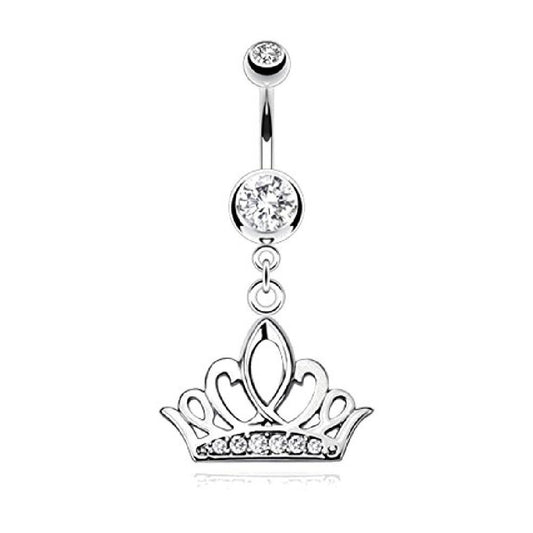 Bauchnabelpiercing Krone Anhänger 1,6mm 10mm Nabelpiercing Edelstahl Chirurgenstahl Bananabell Zirkonia Silber Pink Clear