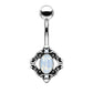 Bauchnabelpiercing Opal-Optik Antik-Silber Nabelpiercing Chirurgenstahl Bananabell Silber Rosa Grün Weiß Stab 1,6/10mm