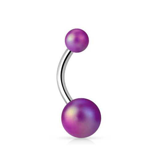 Bauchnabelpiercing Matter PERL-Effekt 1,6mm 10mm Nabelpiercing Chirurgenstahl Bananabell Acryl Silber viele Farben