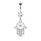 Bauchnabelpiercing Set 1,6mm 10mm Hamsa 17 x 14,7mm Nabelpiercing Chirurgenstahl Bananabell Zirkonia Farben Gold Silber Roségold