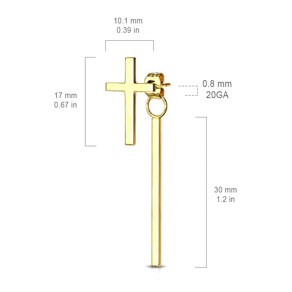 1 Paar Damen Ohrstecker Kreuz Anhänger Balken Ohrringe Chirurgenstahl Silber Gold Roségold