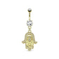 Bauchnabelpiercing Hamsa-Hand Anhänger 1,6mm 10mm Nabelpiercing Chirurgenstahl Bananabell Zirkonia 14 Karat Gold Silber Clear Aqua