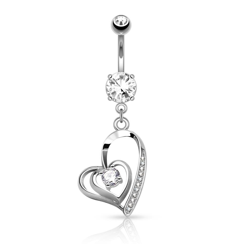Bauchnabelpiercing 1,6mm 10mm Anhänger Herz Nabelpiercing Edelstahl Chirurgenstahl Bananabell Zirkonia Silber Gold Roségold