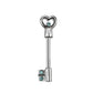 SCHLÜSSEL Herz Brustwarzenpiercing Intimpiercing Brustpiercing Edelstahl 1,6mm 11mm Silber ZIRKONIA Clear Aqua PINK TANSANIT