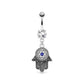 Bauchnabelpiercing Hamsa-Hand Anhänger 1,6mm 10mm Nabelpiercing Chirurgenstahl Bananabell Zirkonia 14 Karat Gold Silber Clear Aqua