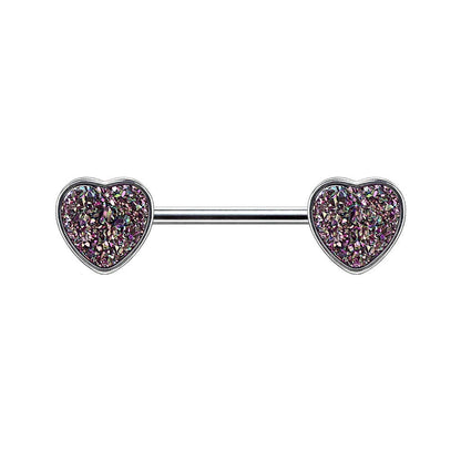 Brustwarzenpiercing Glitzer-Stein Herz Brustpiercing Nippelpiercing Chirurgenstahl Silber Schwarz Pink Aqua Stab 1,6/14mm