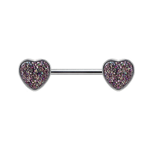 Brustwarzenpiercing Glitzer-Stein Herz Brustpiercing Nippelpiercing Chirurgenstahl Silber Schwarz Pink Aqua Stab 1,6/14mm