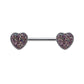 Brustwarzenpiercing Glitzer-Stein Herz Brustpiercing Nippelpiercing Chirurgenstahl Silber Schwarz Pink Aqua Stab 1,6/14mm