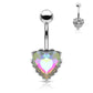 Bauchnabelpiercing Regenbogen-Effekt Kristall Herz Nabelpiercing Chirurgenstahl Bananabell viele Farben Stab 1,6/10mm