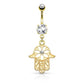 Bauchnabelpiercing Set 1,6mm 10mm Hamsa 17 x 14,7mm Nabelpiercing Chirurgenstahl Bananabell Zirkonia Farben Gold Silber Roségold