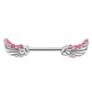 Engels-FLÜGEL Brustwarzenpiercing Brustpiercing Nippelpiercing Edelstahl VERGOLDET KRISTALL ZIRKONIA Clear PINK Aqua 1,6mm 12mm