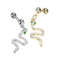 Knorpel Ohrstecker Schlange-Anhänger Pavé Zirkonia Clear Silber Gold Piercings Chirurgenstahl Schraubverschluss Stab 6mm lang