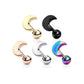 1 Knorpel Ohrstecker Flat Top Halb-Mond Cartilage Labret Piercings Tragus viele Farben Edelstahl Schraubverschluss Steg 6/1,2mm