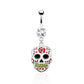 Bauchnabelpiercing 1,6mm 10mm Anhänger Totenkopf Skull Nabelpiercing Edelstahl Chirurgenstahl Bananabell Zirkonia 14 Karat