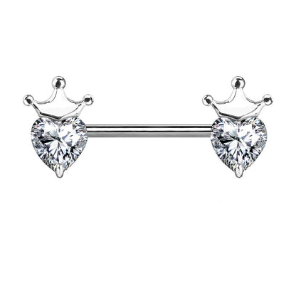 Brustwarzenpiercing Herz-Krone Brustpiercing Nippelpiercing Chirurgenstahl Silber Gold Roségold Stab 1,6/14mm