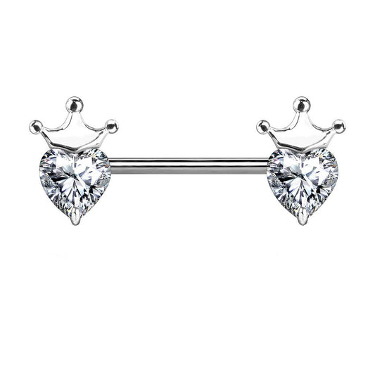 Brustwarzenpiercing Herz-Krone Brustpiercing Nippelpiercing Chirurgenstahl Silber Gold Roségold Stab 1,6/14mm