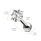1 Knorpel Ohrstecker Zirkonia Clear 3/4mm Quadrat Cartilage Labret Piercing Tragus viele Farben Edelstahl Schraubverschluss Steg 6/1,2mm