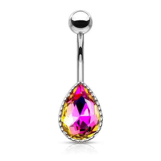 Bauchnabelpiercing Regenbogen-Effekt Kristall Tropfen Nabelpiercing Chirurgenstahl Bananabell viele Farben Stab 1,6/10mm