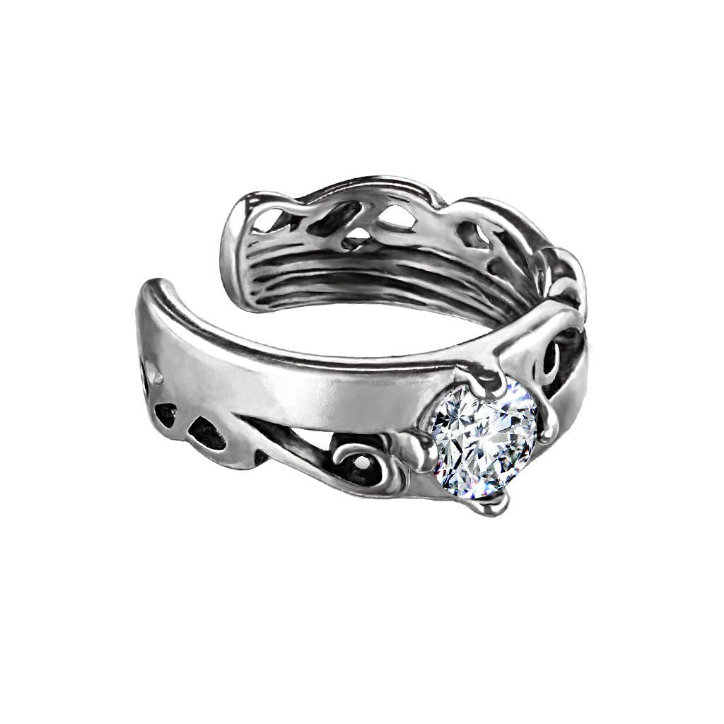 Ohrklemme KELTISCHES TRIBAL CUT OUT ZIRKONIA clear Ohrringe Ohrclip Fake-Piercing Messing Silber Gold