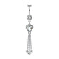 Bauchnabelpiercing Zirkonia Herz Ketten Anhänger Nabelpiercing Chirurgenstahl Bananabell Silber Clear Pink Aqua Stab 1,6/10mm